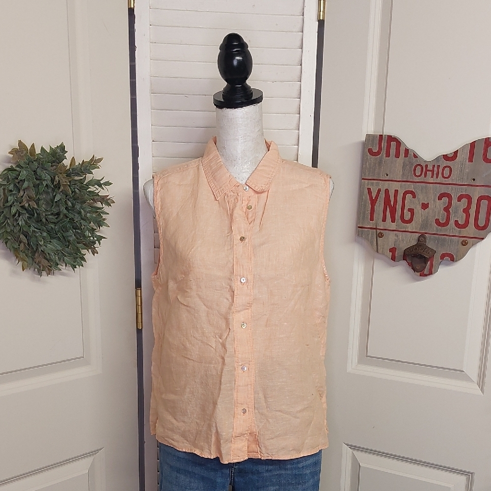 5 For 25! Sleeveless Linen Top, Peach - Picture 4 of 10